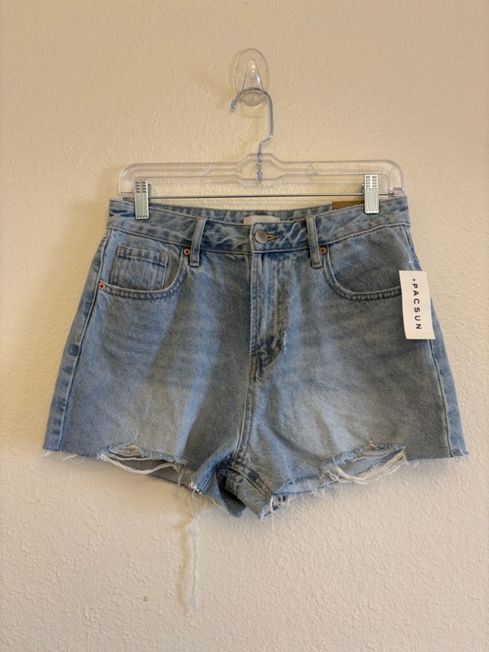 PacSun Light Wash High-Rise Distressed Denim Shorts